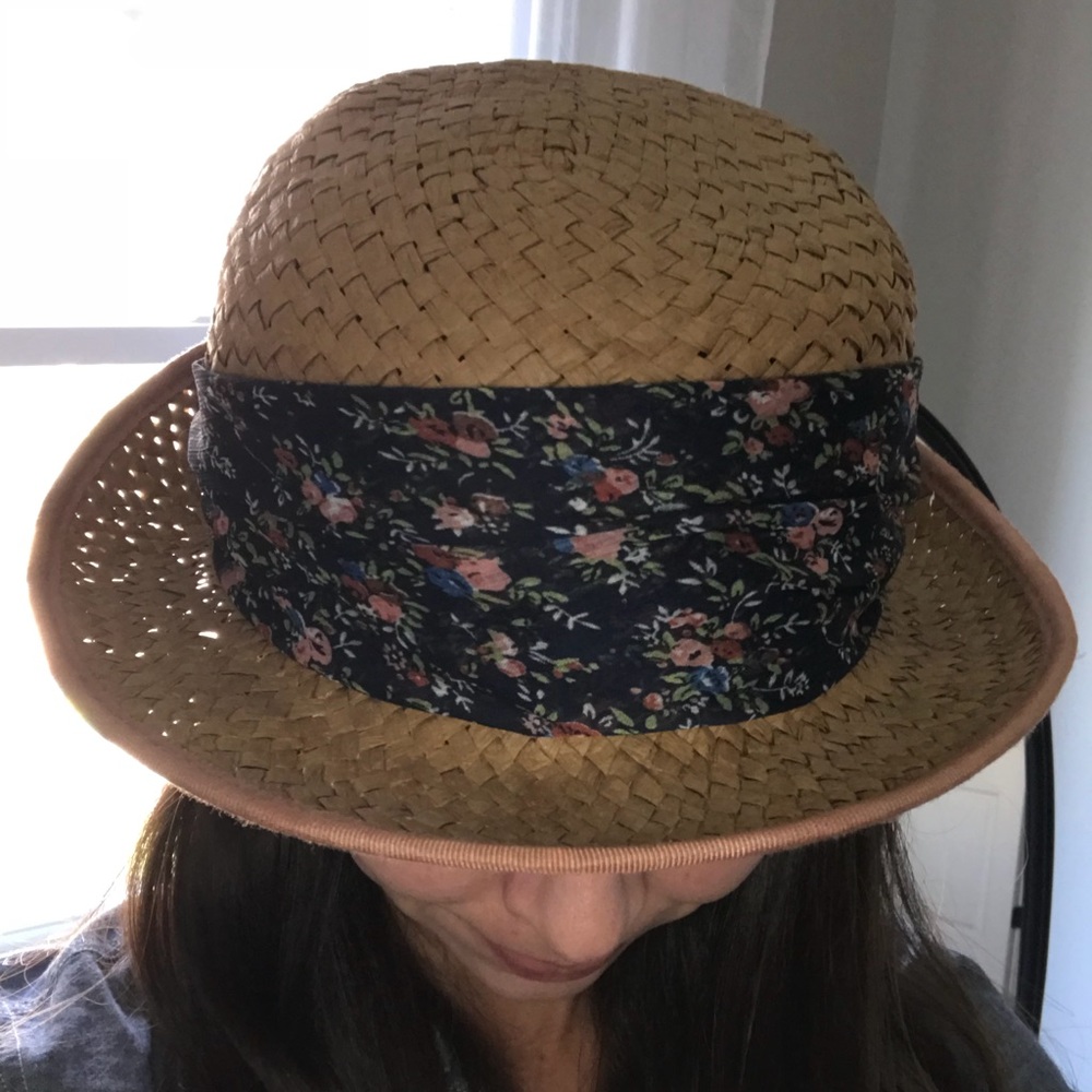 Anthropologie Straw Hat with Scarf